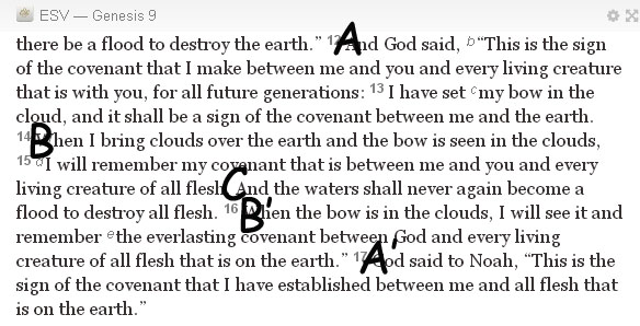 Genesis 9:12-17 with letters